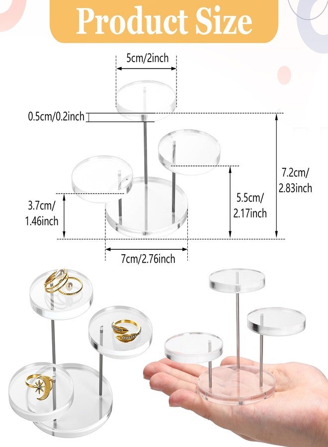 BrightRow 8 Pack Round Acrylic Display Riser Stands for Small Items 3 Tier Jewelry Display Stands Clear Round Riser for Small Items Crystal Jewelry Rings Earrings Mini Figurines - Image 3